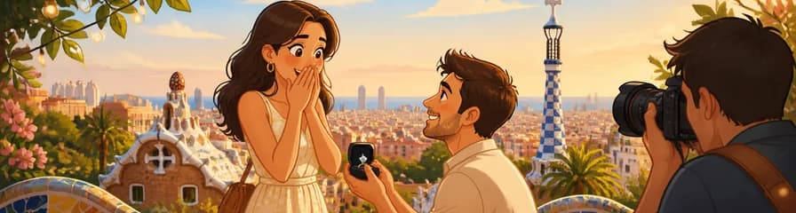 Planificación y sesión fotográfica privada para una propuesta de matrimonio en Barcelona