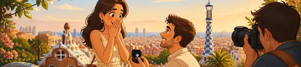 Planificación y sesión fotográfica privada para una propuesta de matrimonio en Barcelona