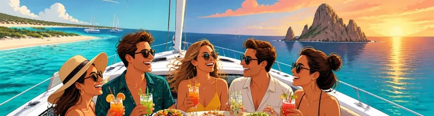 Travesía en catamarán a Formentera con desayuno, almuerzo, cena y vista del atardecer