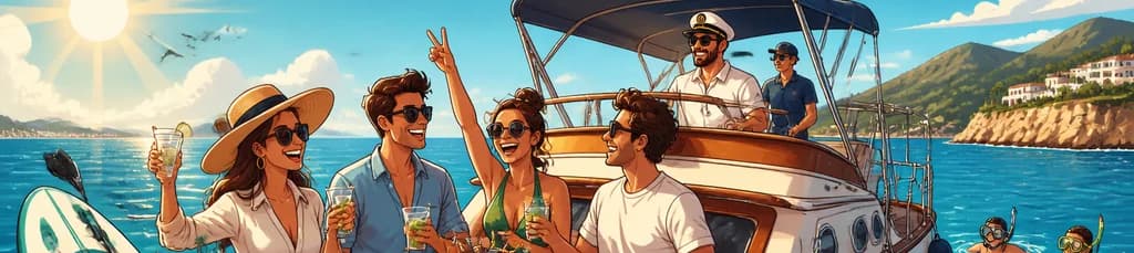 Alquiler de barco privado con patrón en Benalmádena para una mañana de 4 horas