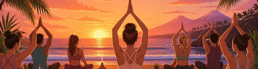 Sesiones de Hatha Yoga junto al océano en Tenerife con el sol poniéndose