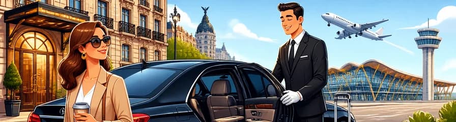 Traslado privado de lujo: viaje desde su hotel en el centro de Madrid al Aeropuerto Adolfo Suárez Madrid-Barajas (MAD)