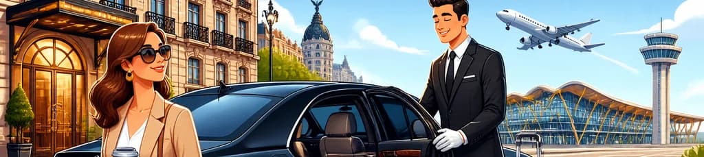 Traslado privado de lujo: viaje desde su hotel en el centro de Madrid al Aeropuerto Adolfo Suárez Madrid-Barajas (MAD)