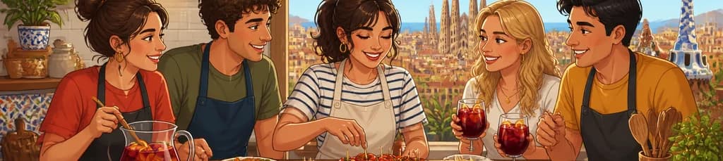 Clase de cocina para elaborar sangría y tapas de forma casera en Barcelona