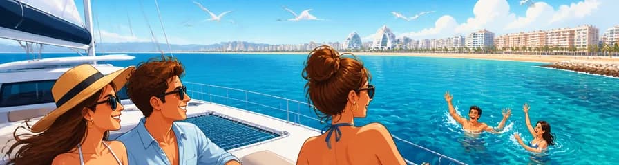 Paseo en catamarán por la costa de Valencia con parada para nadar