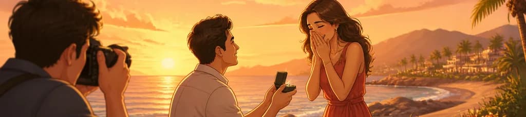 Sesión de fotos de propuesta romántica en Tenerife