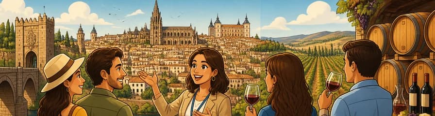 Excursión privada de un día completo a Toledo y bodega con cata de vinos, incluyendo recogida en el hotel
