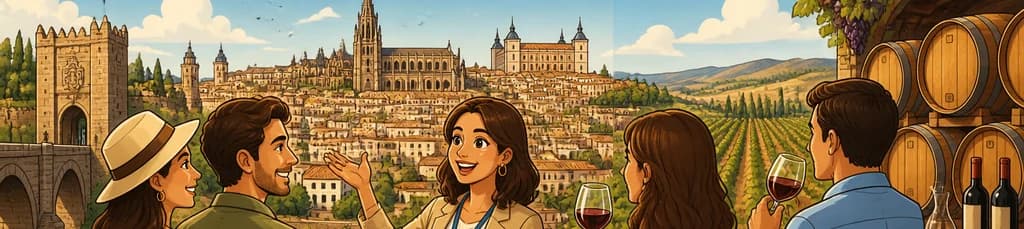 Excursión privada de un día completo a Toledo y bodega con cata de vinos, incluyendo recogida en el hotel