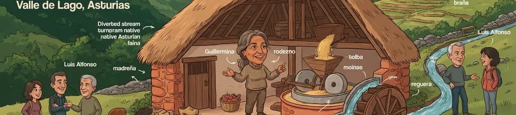 Recorrido guiado por Guillermina al histórico molino de teito del Auteiro