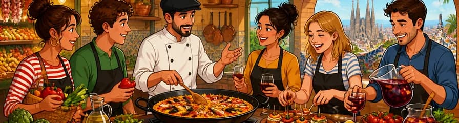 Experiencia de cocina interactiva española en Barcelona