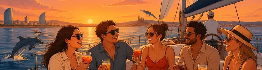 Recorrido compartido al atardecer en Barcelona, con barra libre y aperitivos