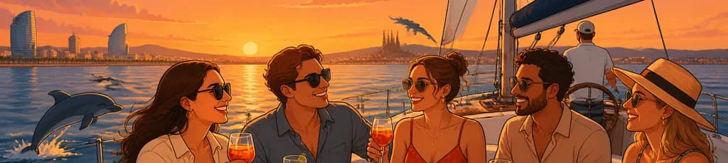 Recorrido compartido al atardecer en Barcelona, con barra libre y aperitivos