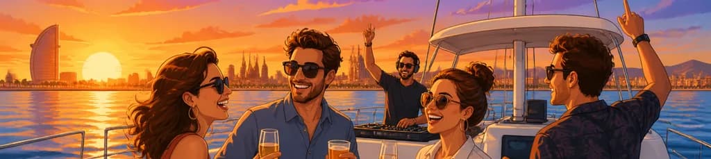 Travesía AFTERWORK en catamarán por Barcelona con música y consumición