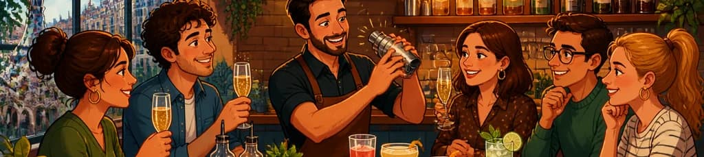 Disfruta de una Experiencia Creativa de Cócteles con Cava y Tapas en un Bar Local