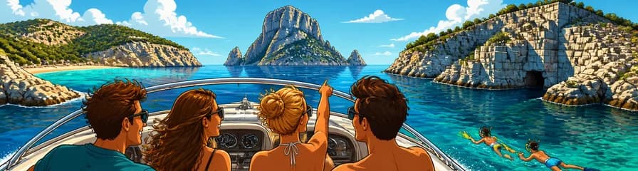 Aventura en lancha: recorrido privado por Es Vedrá y Atlantis en Ibiza