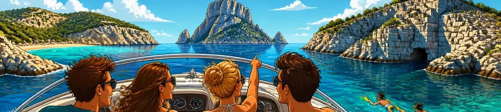 Aventura en lancha: recorrido privado por Es Vedrá y Atlantis en Ibiza