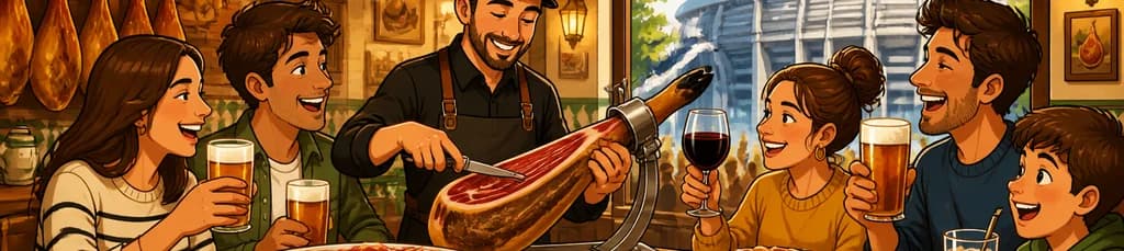 Experiencia gastronómica grupal: Jamón de Bellota y Cervezas en La Zahurda del Bernabéu