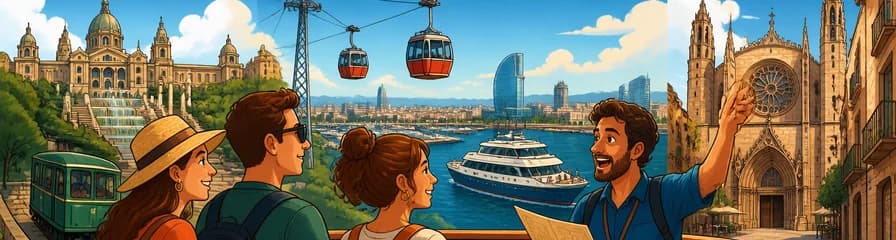 Descubre Barcelona: Montjuïc, teleférico, paseo en barco y tour por el casco antiguo