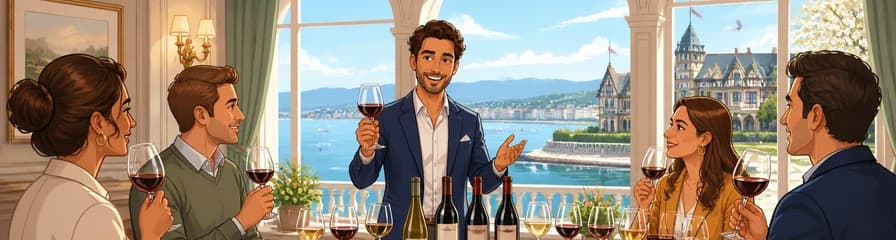 Degustación exclusiva de vinos en un salón de lujo con vistas panorámicas en Santander
