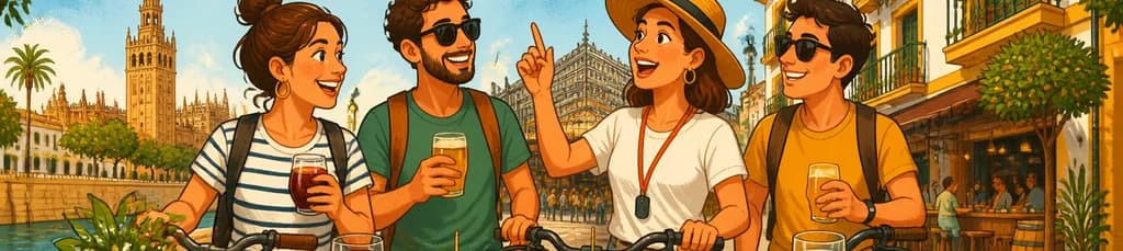 Recorrido en bicicleta para degustar tapas sevillanas: tres bares, tres tapas y tres bebidas