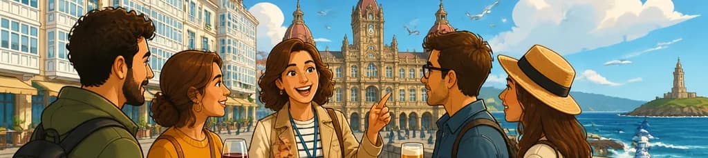 Recorrido privado a pie por A Coruña con degustación de cerveza o vino