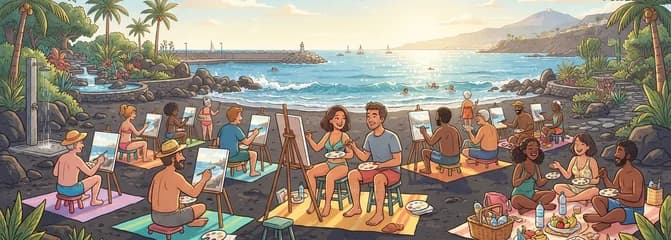 Sesión de pintura en grupo con vistas al mar