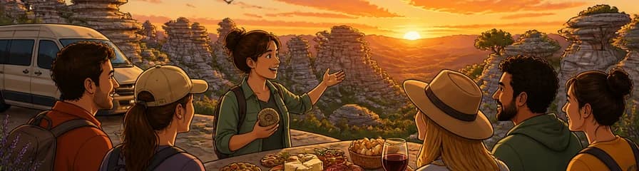 Disfruta de un atardecer inolvidable en El Torcal, con ruta y picoteo de productos locales, saliendo desde Málaga