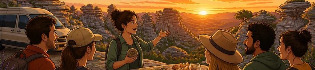 Disfruta de un atardecer inolvidable en El Torcal, con ruta y picoteo de productos locales, saliendo desde Málaga