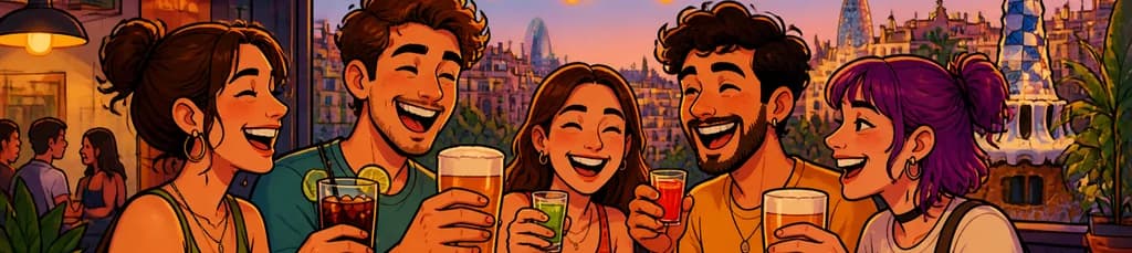 Hora Feliz con refrescos, cerveza y chupitos en Ideal Youth Hostel Barcelona