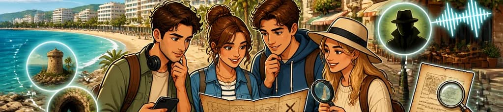 Juego de escape al aire libre y visita autoguiada a pie por Cala Millor, en idioma alemán