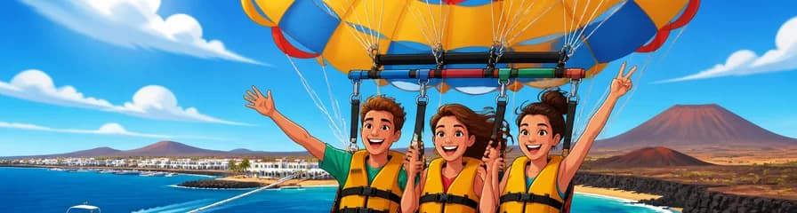 Vuelo en parasailing sobre la costa de Lanzarote