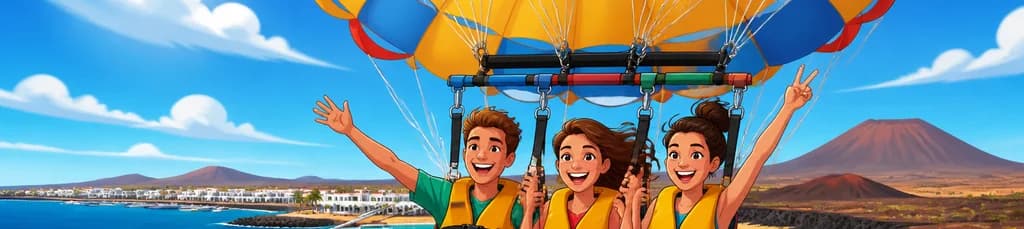 Vuelo en parasailing sobre la costa de Lanzarote