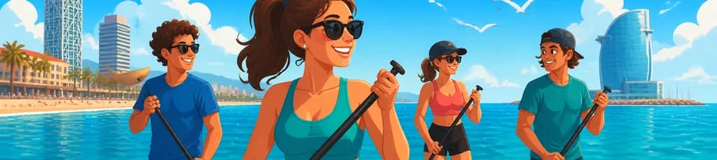 Sesión de Paddlesurf en la costa de Barcelona