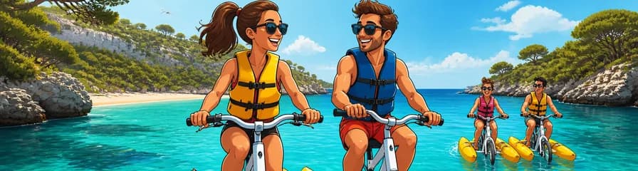 Aventura en bicicleta acuática por Cala Mondragó