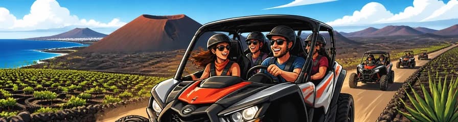 Recorrido guiado de 3 horas por el volcán de Lanzarote en buggy mixto de 4 plazas