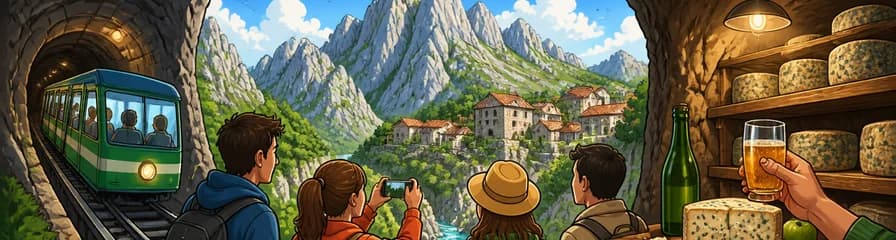 Aventura en Picos de Europa: Bulnes accesible en funicular y visita a una cueva de queso Cabrales