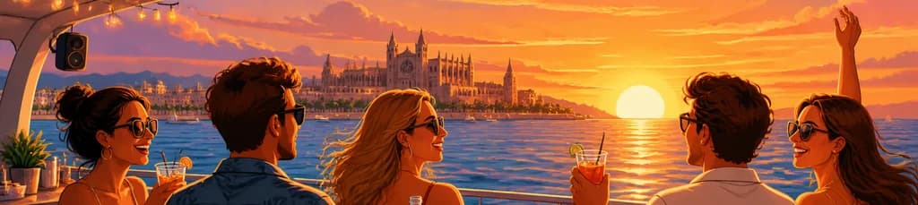 Travesía en barco al atardecer en Mallorca: tour con música y excelente atmósfera