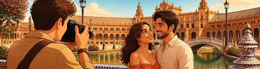 Sesión fotográfica privada en la Plaza de España de Sevilla