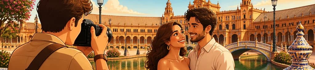 Sesión fotográfica privada en la Plaza de España de Sevilla
