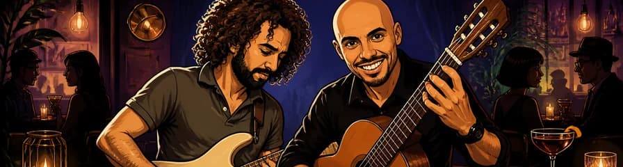 Sesión íntima de guitarra: JUANO bossi y ANGELO chimienti, del blues al jazz, con cóctel de autor