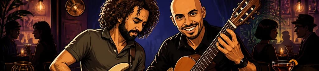 Sesión íntima de guitarra: JUANO bossi y ANGELO chimienti, del blues al jazz, con cóctel de autor