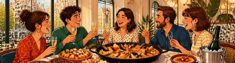 Disfruta de un auténtico menú catalán para compartir con tapas, paella y cava en Barcelona