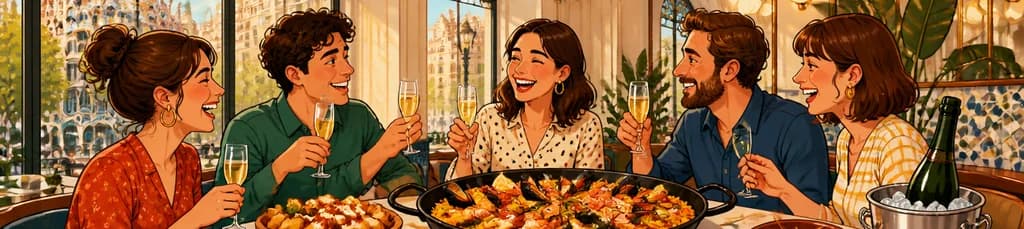 Disfruta de un auténtico menú catalán para compartir con tapas, paella y cava en Barcelona