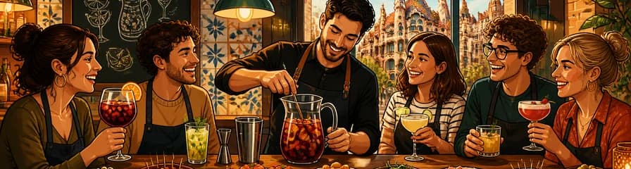 Taller de Sangría y Cócteles con Tapas en un Bar de Barcelona