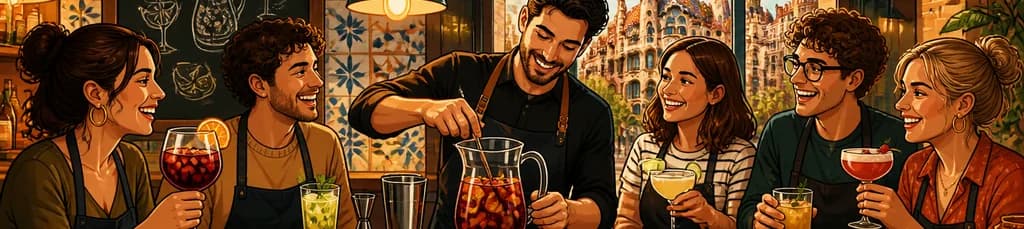 Taller de Sangría y Cócteles con Tapas en un Bar de Barcelona