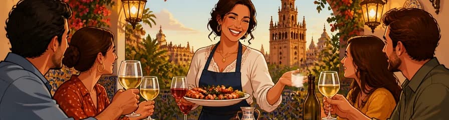 Exquisita Cena Andaluza con Mariscos Frescos y Maridaje de Vinos Selectos