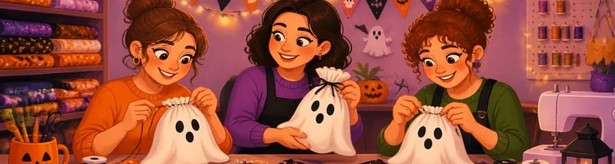 Aprende a coser una bolsa de caramelos con diseño de fantasma para Halloween