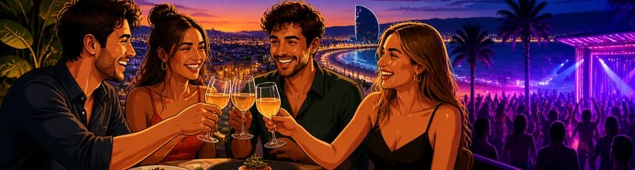 Paquete premium de cena y acceso a discoteca en Barcelona