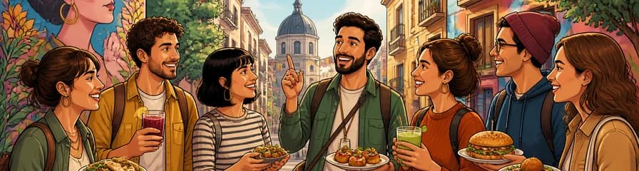 Recorrido a pie por la cultura y gastronomía vegana en Lavapiés, con tres degustaciones y bebidas