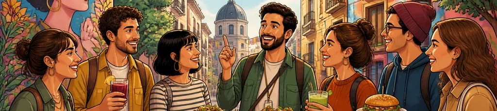 Recorrido a pie por la cultura y gastronomía vegana en Lavapiés, con tres degustaciones y bebidas